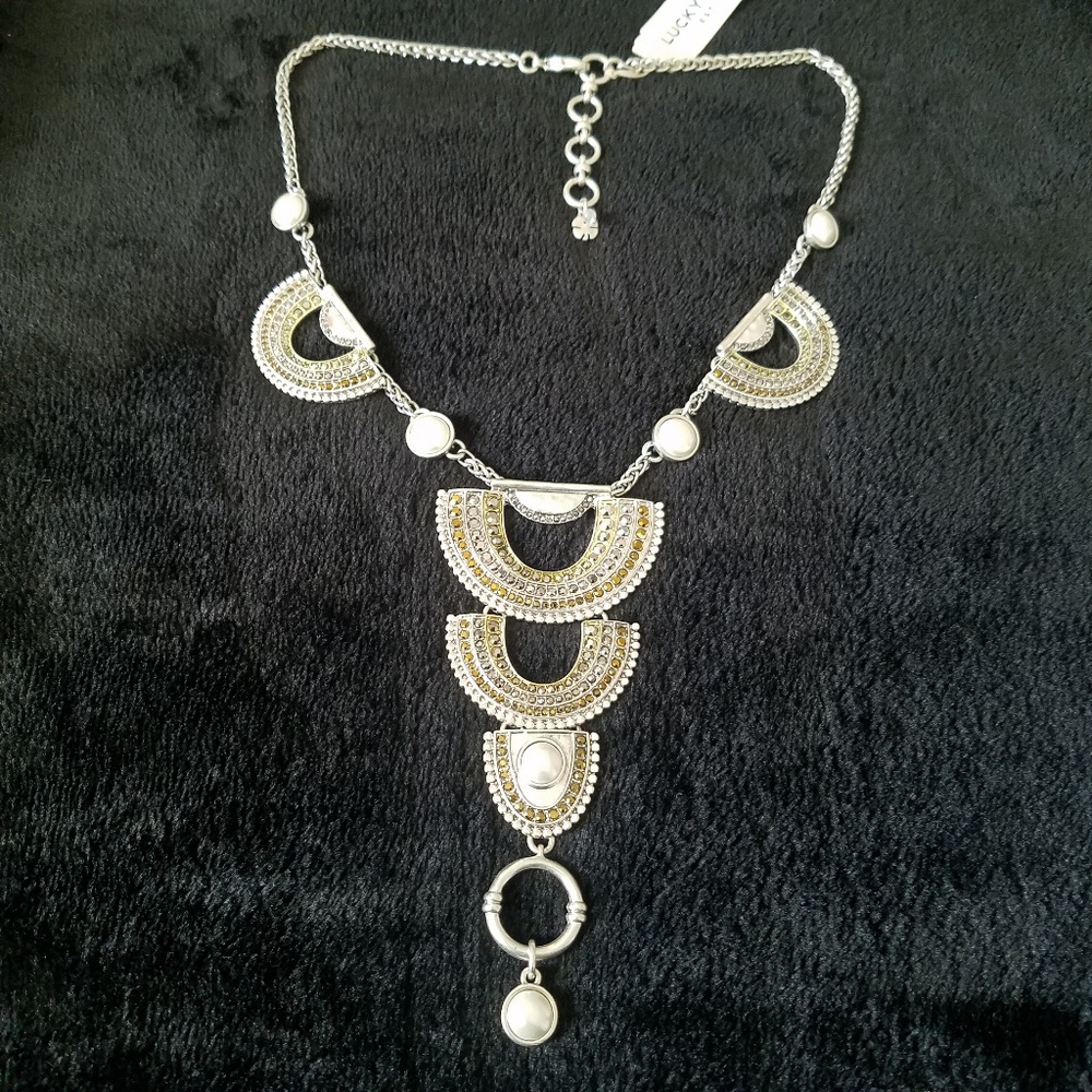 LUCKY BRAND Marcasite and Pearl Drama Collar Neckl